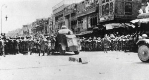 British soldiers at the Qissa Khwani Bazaar during the demonstrations
