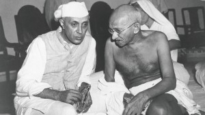 Nehru and Gandhi discussing the Quit India Movement